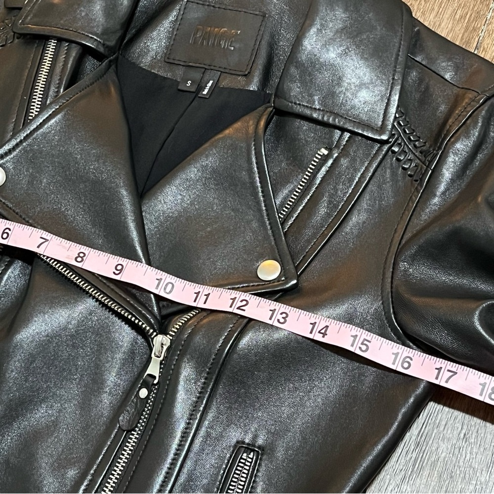 Paige Genuine Leather Moto Jacket Black Cropped Biker Size S Minimal Chic Edgey - Picture 11 of 13